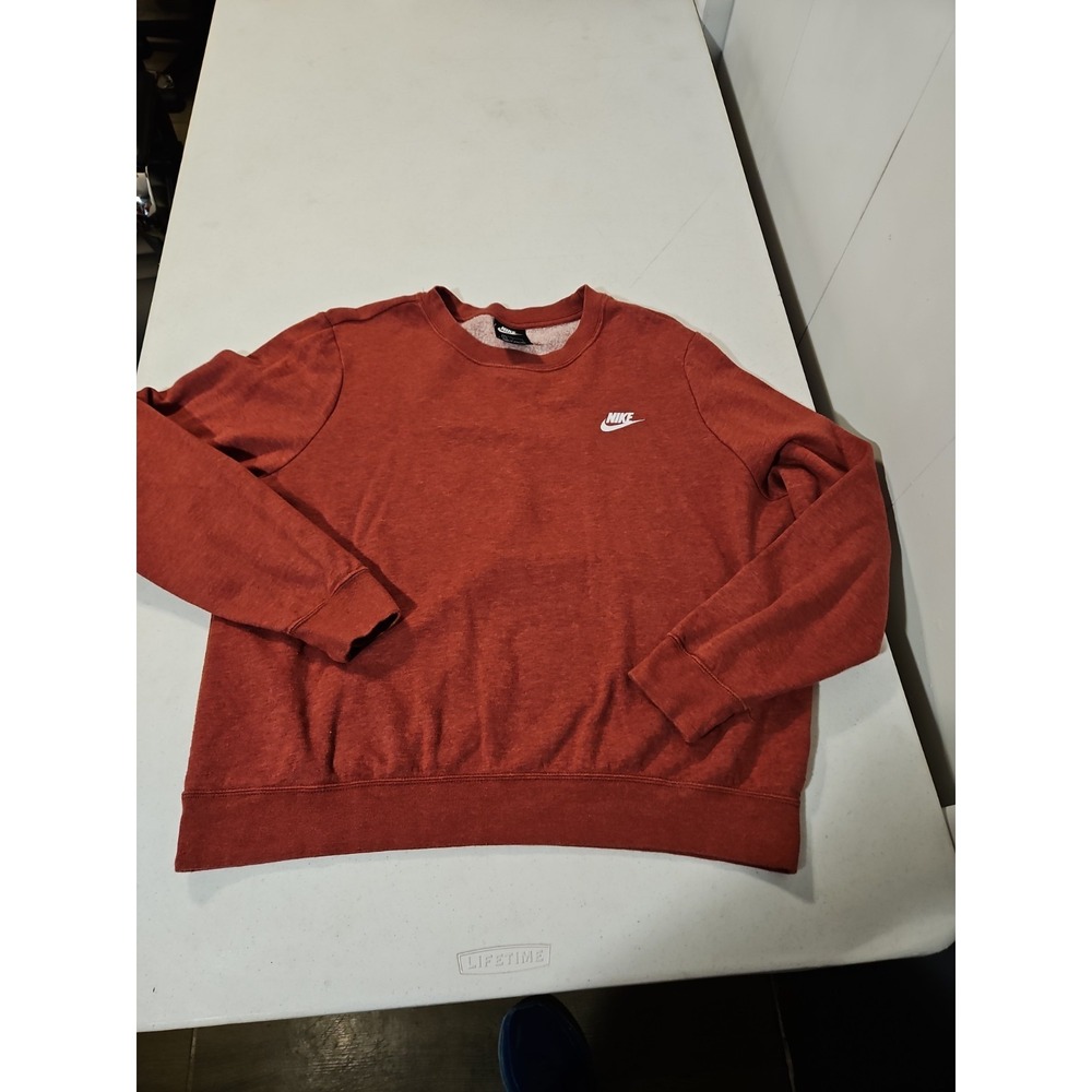 Nike Sweatshirt Mens Size Large Red Club Fleece Crewneck Pullover (1564